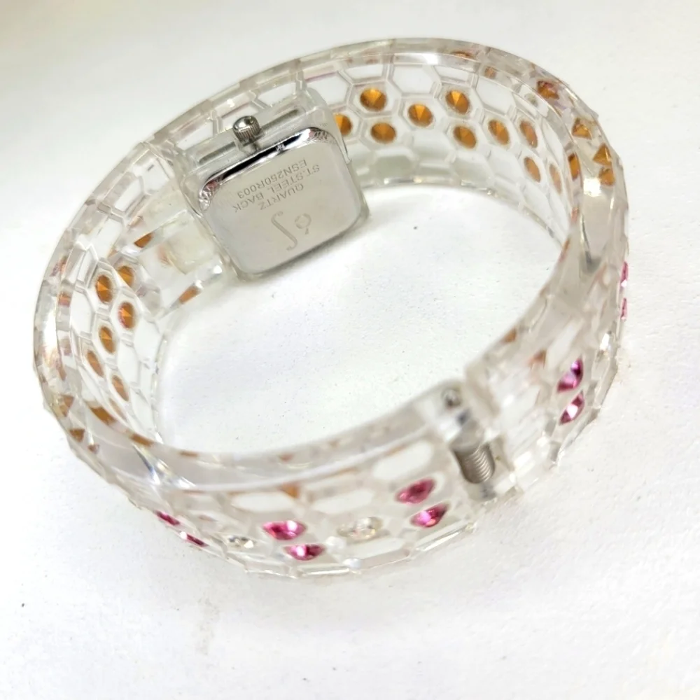Vintage Rhinestone Encrusted Bracelet Watch Japanese Quartz Movement
